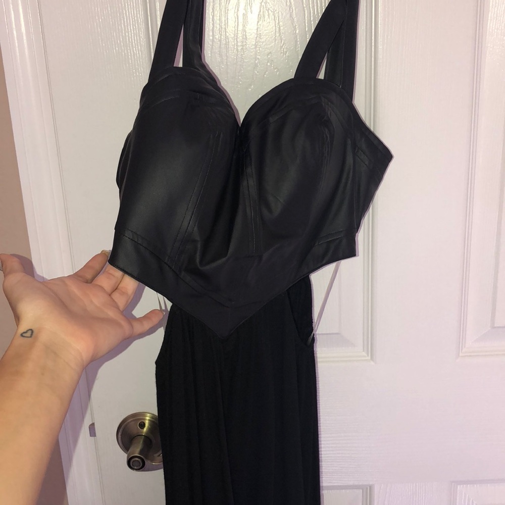 Leather hi-low dress